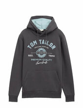 Hoodie With Print Tom Tailor Grey