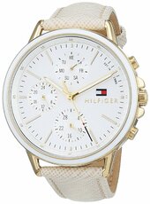 Tommy Hilfiger Dameur 1781790 Sport Sølvfarvet/læder Ø40 Mm