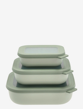 Rectangular Bowl Set W.lid Cirqula Low 3 Pcs Mepal Green