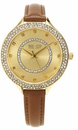 So & Co New York Dameur 5241.4 Studio Guld/læder Ø38 Mm