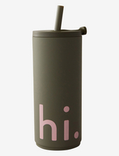 Travel Cup With Straw 500ml With Soft Coating Design Letters Grey