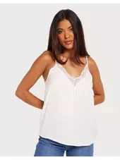 Vila Vicava V-neck Lace Singlet/su - Noo Tanktoppe Cloud Dancer
