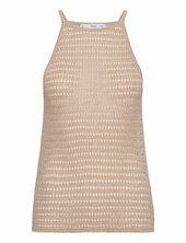 Halter-neck Knitted Top Mango Beige