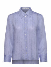 Stripe-print Shirt Mango Blue