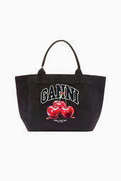 Medium Trapez Shopper Cherry Printed - Phantom - Ganni - Sort One Size