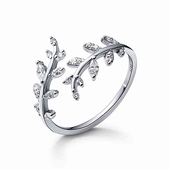 Flower Bandring Med Cz Og I Sterling