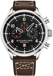 Stührling Original Herreur 929.02 Aviator Sort/læder Ø45 Mm