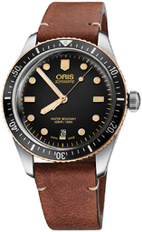 Oris Herreur 01 733 7707 4354-07 5 20 45 Diving Sort/læder Ø40 Mm