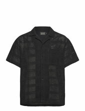 Crochet Short-sleeved Relaxed-fit Shirt Scotch & Soda Black