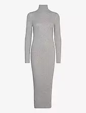 Turtleneck Ribbed Midi-dress Mango Grey