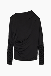 Shiny Jersey Ruched Top T4393 - Black - Ganni - Sort S