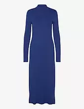Perkins-neck Knitted Dress Mango Blue