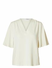 Slftenny Ss V-neck Top Noos Selected White