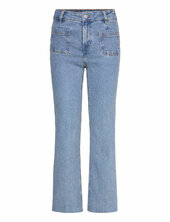 Flared Cropped Jeans With Pockets Mango Blue