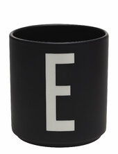 Black Porcelain Cups A-z Design Letters Black