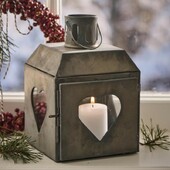 Lanterne M/ Hjerter Og Zink Finish - Ib Laursen - H: 19