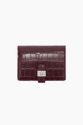 Slim Card Holder Croco - Burgundy - Ganni - Bordeaux One Size