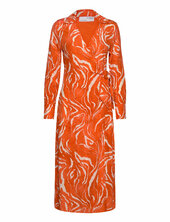 Slfsirine Ls Midi Wrap Dress B Selected Femme Orange