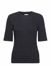 Textured Short Sleeve C-neck Gant Navy