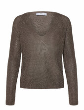 V-neck Lurex Sweater Mango Brown