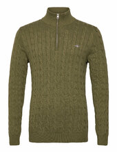 Cotton Cable Half Zip Gant Green