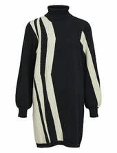 Objray L/s Knit Rollneck Dress Aop Noos Object Black