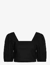 Shelba Cropped Linen Blouse 4 Minus Black