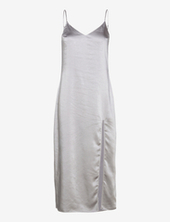 Side-slit Satin Dress Mango Silver