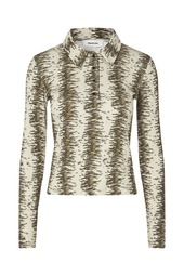 Modström - Bluse - Porsia Print Ls Polo - Light Shadow Zebra