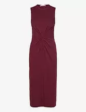 Midi-dress With Draped Detail Mango Burgundy