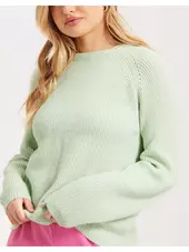 Only Onlfia Ls O-neck Cc Knt Finstrikkede Trøjer Mist Green Melange