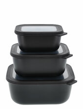 Rectangular Bowl Set W.lid Cirqula High 3 Pcs Mepal Black