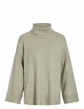 Virolfie L/s Highneck Knit Pullover/ka Vila Beige