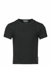 Cropped Rib T-shirt Tom Tailor Black