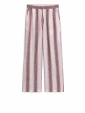 Linen Drawstring Trousers - Pink