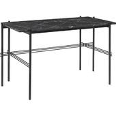 Gubi Ts Skrivebord 120 X 60 Cm Med Sort Base Og Sort Marquina Marmor Top