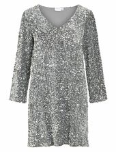 Vifaith V-neck L/s Sequin Dress/vol Vila Silver
