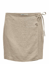 Onlcaro Mw Wrap Linen Bl Skirt Cc Pnt Only Beige