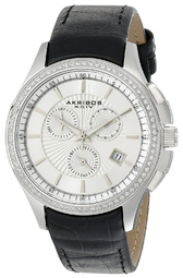 Akribos Xxiv Dameur Ak615ss Grandiose Sølvfarvet/læder Ø40 Mm