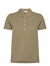 Slim Sheild Cap Sleeve Pique Polo Gant Khaki