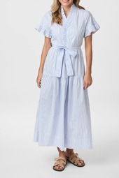 Neo Noir - Kjole - Nessie Stripe Dress - White/light Blue