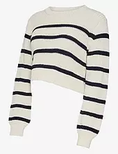 Mlpixie L/s Cropped Knit Top A. Mamalicious White