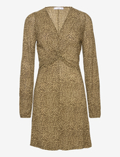 Short Printed Dress With Knot Detail Mango Yellow