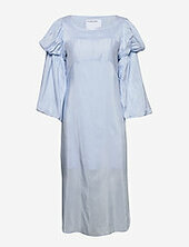 Straight Midi-length Dress With Voluminous Sleeves Designers, Remix Blue