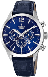 Festina Herreur F20542-2 Timeless Blå/læder Ø44 Mm
