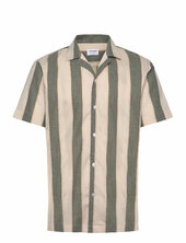 Striped Linen/cotton Shirt S/s Lindbergh Patterned