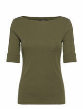 Stretch Cotton Boatneck Tee Lauren Ralph Lauren Green