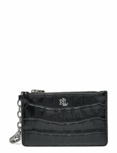 Croc-embossed Leather Zip Card Case Lauren Ralph Lauren Black