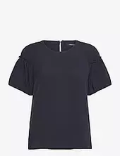 Crepe Light Puff Sleeve Top French Connection Navy