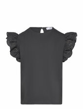 English-embroidered Cotton T-shirt Mango Black